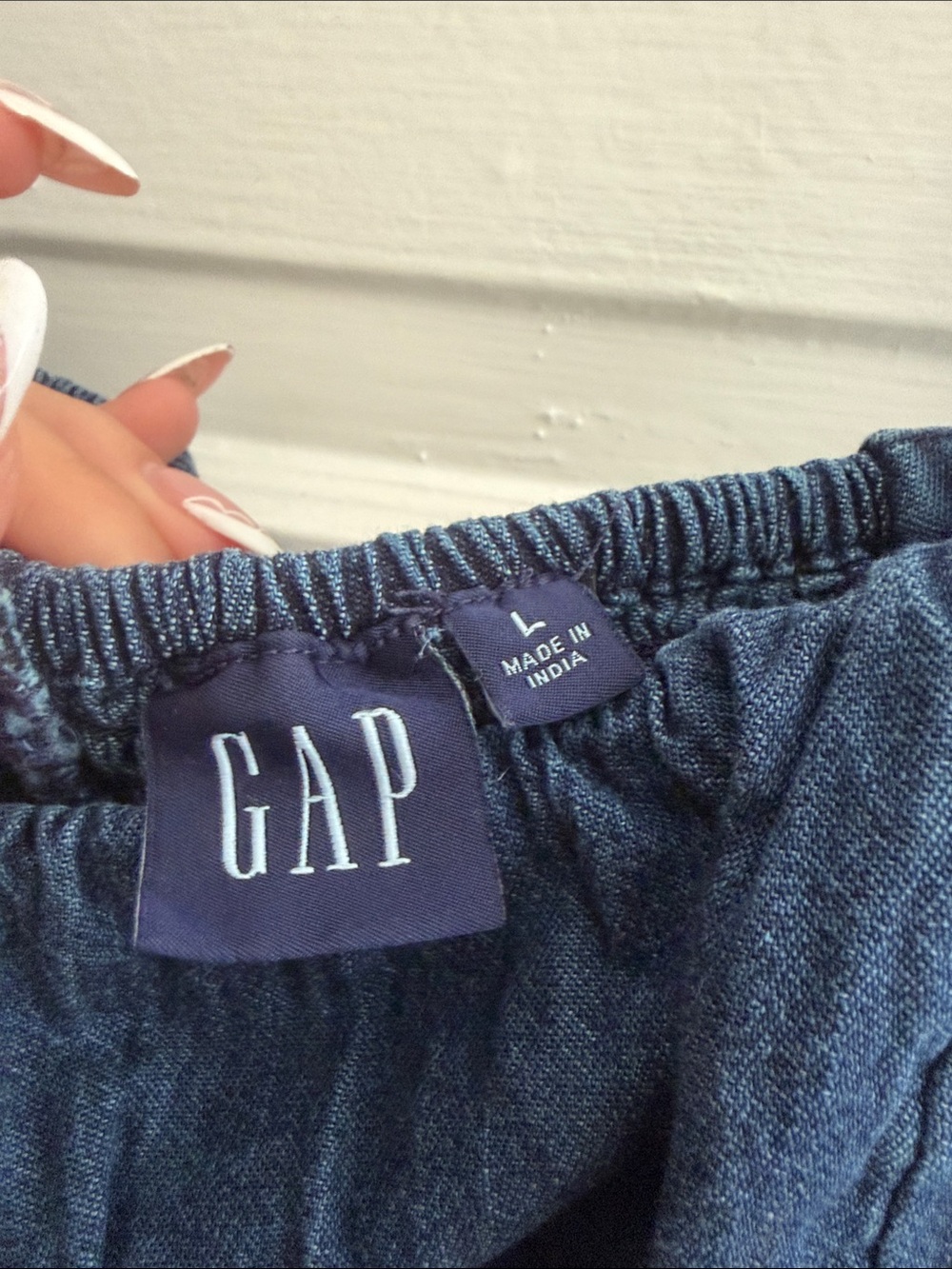 GAP Denim Drop-Waist Corset Midi Dress Large - Picture 8 of 9